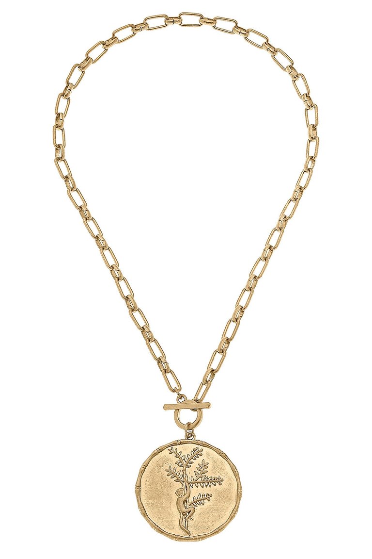 Dawn Monkey Pendant T-Bar Necklace