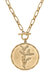 Dawn Monkey Pendant T-Bar Necklace - Worn Gold
