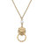 Deanna Lion Head Door Knocker Pendant & Pearl Necklace - Worn Gold