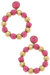 Demi Raffia And Ball Bead Drop Hoop Earrings In Pink - Pink