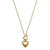 Edie Puffed Heart T-Bar Necklace - Worn Gold