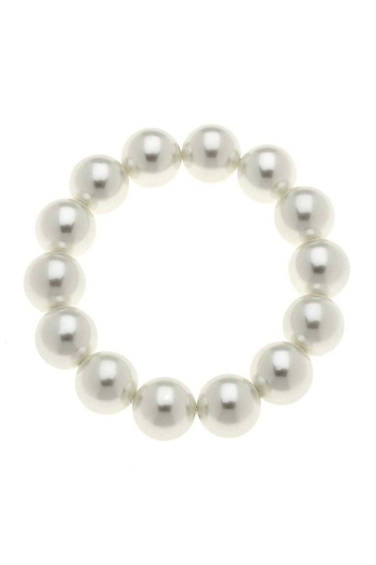 Eleanor Beaded Pearl Stretch Bracelet - Ivory