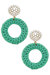 Elena Circle Wicker Pearl Drop Earring In Green - Green