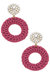 Elena Circle Wicker Pearl Drop Earrings In Pink - Pink