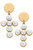 Elisha Pearl Cross Drop Earrings - Worn Gold