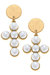 Elisha Pearl Cross Drop Earrings - Worn Gold