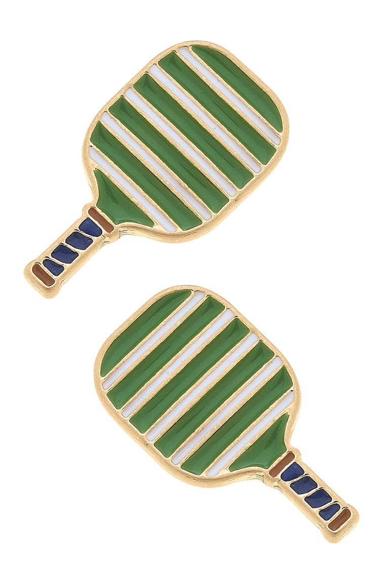 Ellie Pickleball Paddle Stud Earrings In Green - Green