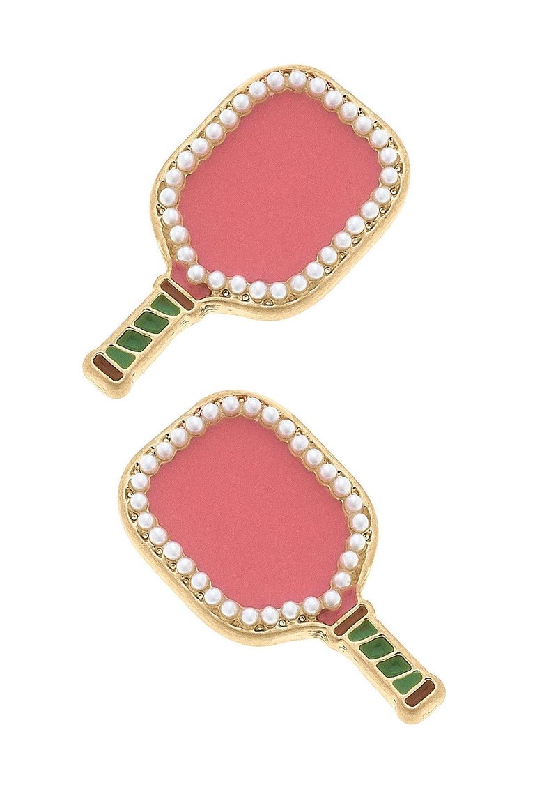 Ellie Pickleball Paddle Stud Earrings In Pink - Pink
