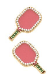 Ellie Pickleball Paddle Stud Earrings In Pink - Pink