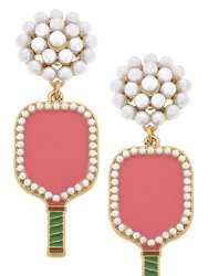 Ellie Pickleball Pearl Cluster Drop Earrings In Pink - Pink