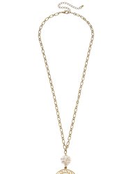 Emery Greek Keys Pendant & Pearl Cluster Necklace