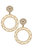 Emilia Greek Keys Circle & Pearl Studded Statement Earrings - Worn Gold