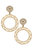 Emilia Greek Keys Circle & Pearl Studded Statement Earrings - Worn Gold