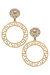 Emilia Greek Keys Circle & Pearl Studded Statement Earrings - Worn Gold