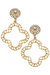 Emilia Greek Keys Clover And Pearl Studded Statement Earrings - Worn Gold