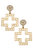 Emilia Greek Keys Cross And Pearl Studded Statement Earrings - Worn Gold