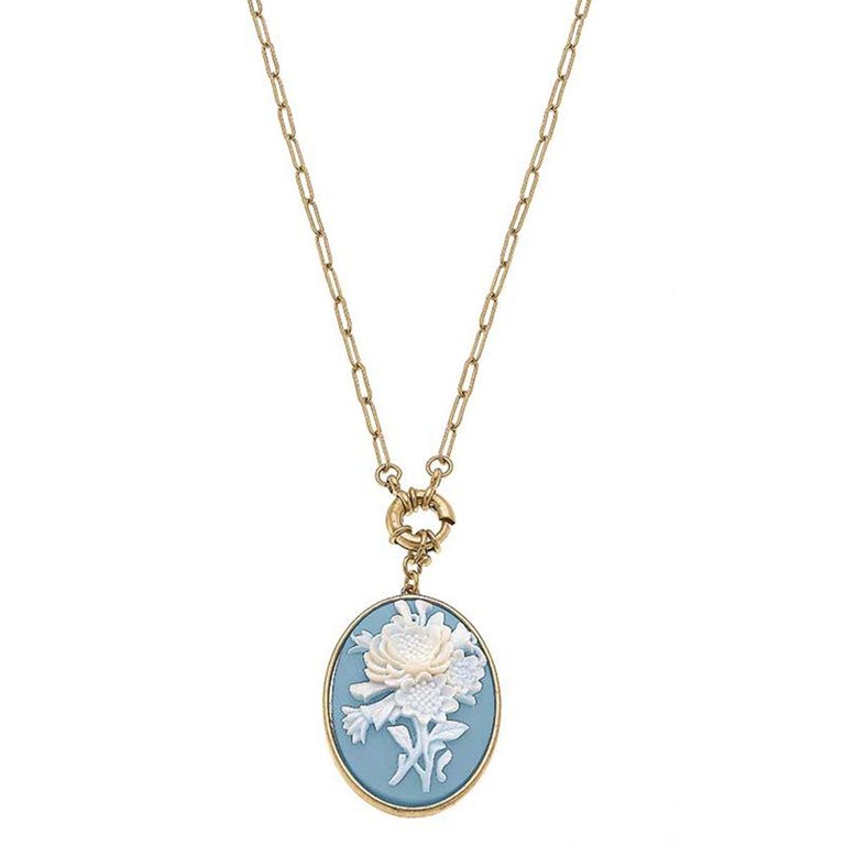 Emilie Resin Pendant Necklace - Wedgwood Blue