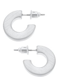 Emmy Small Flat Hoop Earrings In Satin Silver - Satin Silver