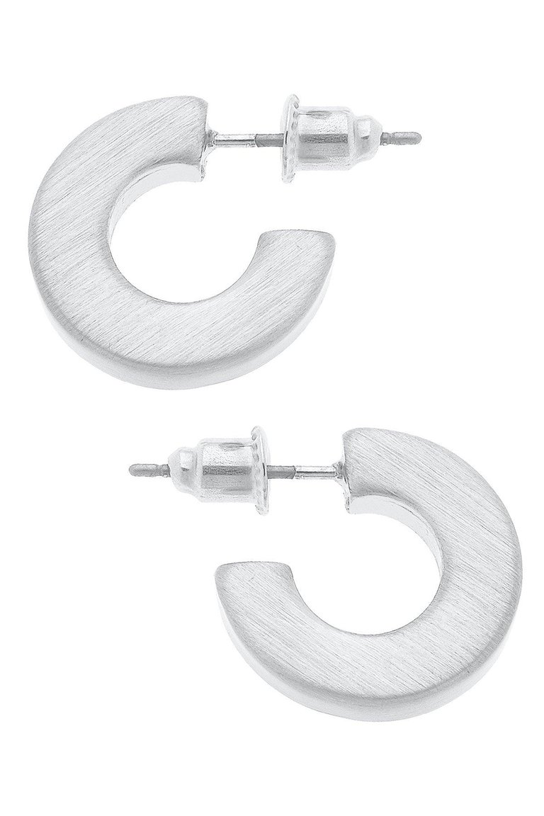Emmy Small Flat Hoop Earrings In Satin Silver - Satin Silver