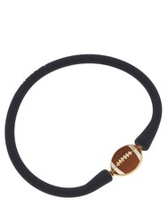 Enamel Football Silicone Bali Bracelet In Black - Black
