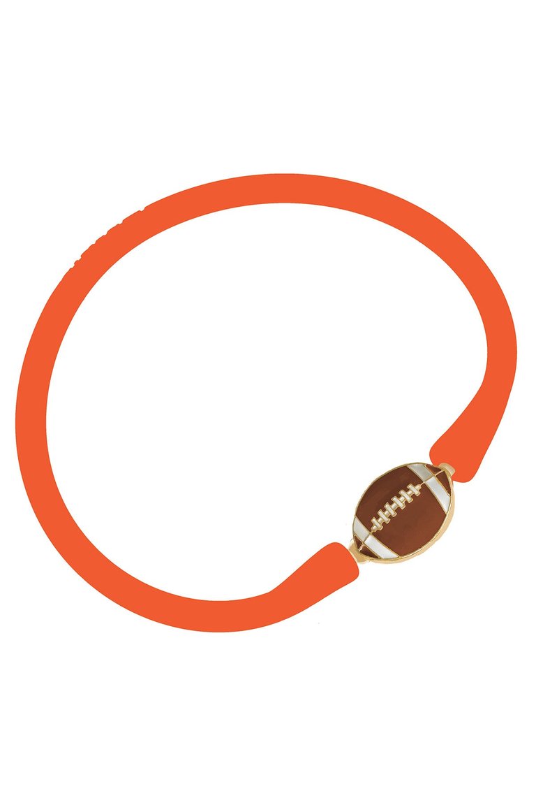 Enamel Football Silicone Bali Bracelet In Orange - Orange