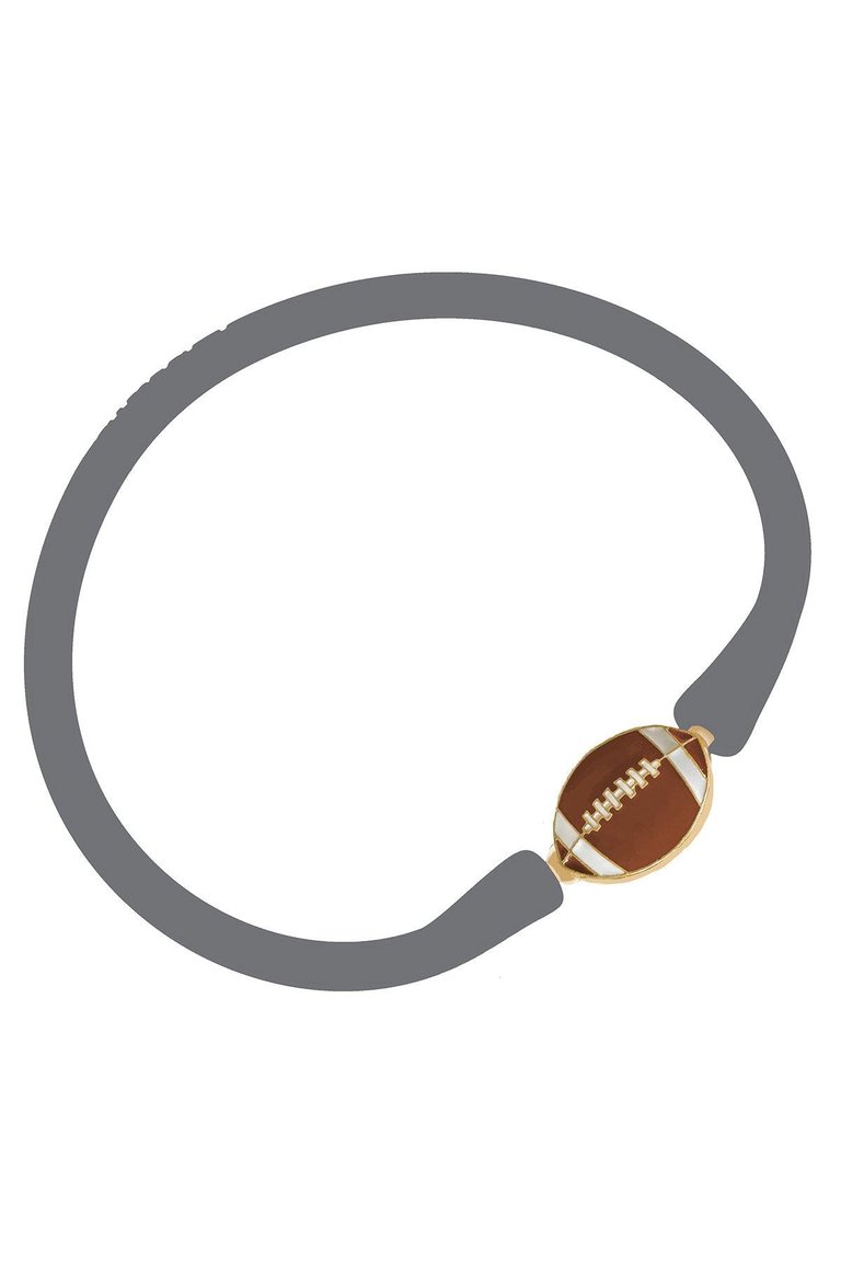 Enamel Football Silicone Bali Bracelet In Steel Grey - Steel Grey