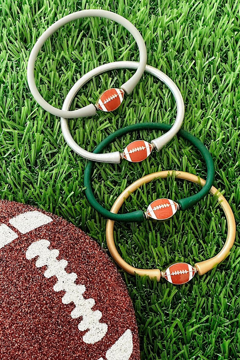 Enamel Football Silicone Bali Bracelet In Steel Grey