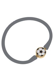 Enamel Soccer Ball Silicone Bali Bracelet In Grey - Grey