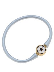Enamel Soccer Ball Silicone Bali Bracelet In Silver - Silver