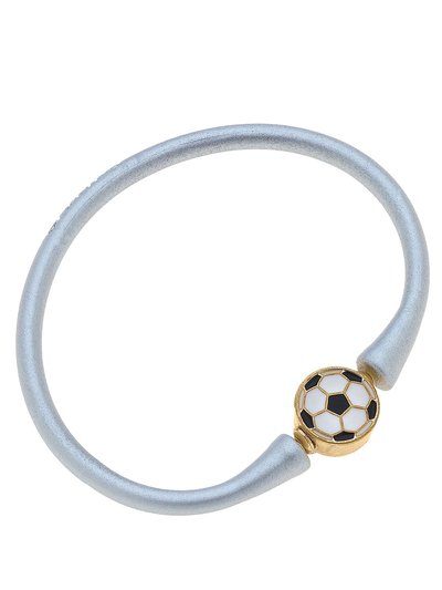 Canvas Style Enamel Soccer Ball Silicone Bali Bracelet In Silver product