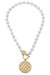 Enid Quilted Metal Pendant T-Bar Pearl Necklace - Ivory