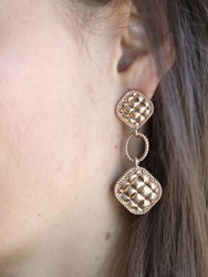 Ennis Quilted Metal Diamond Drop Earrings