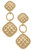 Ennis Quilted Metal Diamond Drop Earrings - Worn Gold