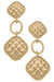 Ennis Quilted Metal Diamond Drop Earrings - Worn Gold