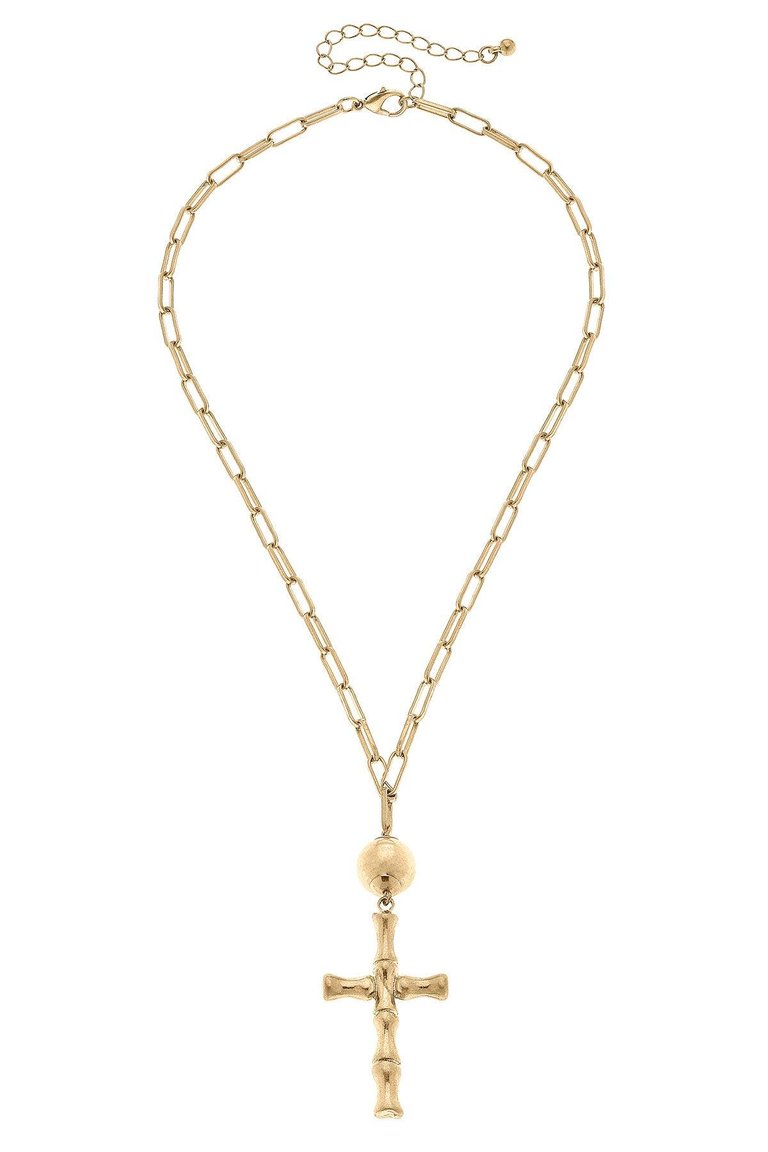 Estella Bamboo Cross Pendant Necklace