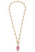 Evelyn Chinoiserie T-Bar Necklace - Pink/White