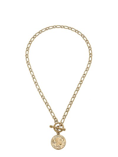 Canvas Style Ezra Coin T-Bar Necklace in Worn Gold product
