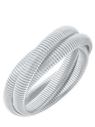 Canvas Style Florence Interlocking 3-Row Watchband Bangle In Satin Silver product