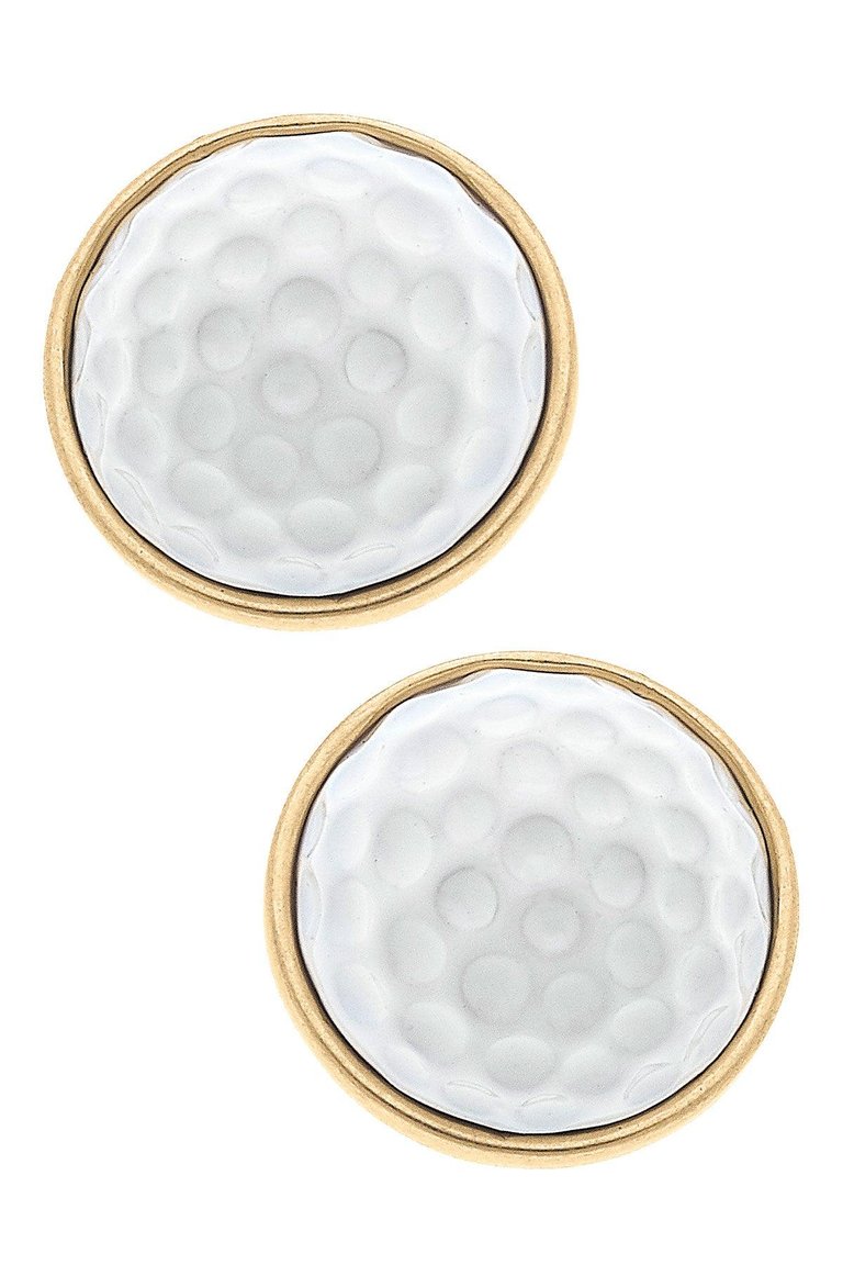 Flynn Golf Ball Stud Earrings - White