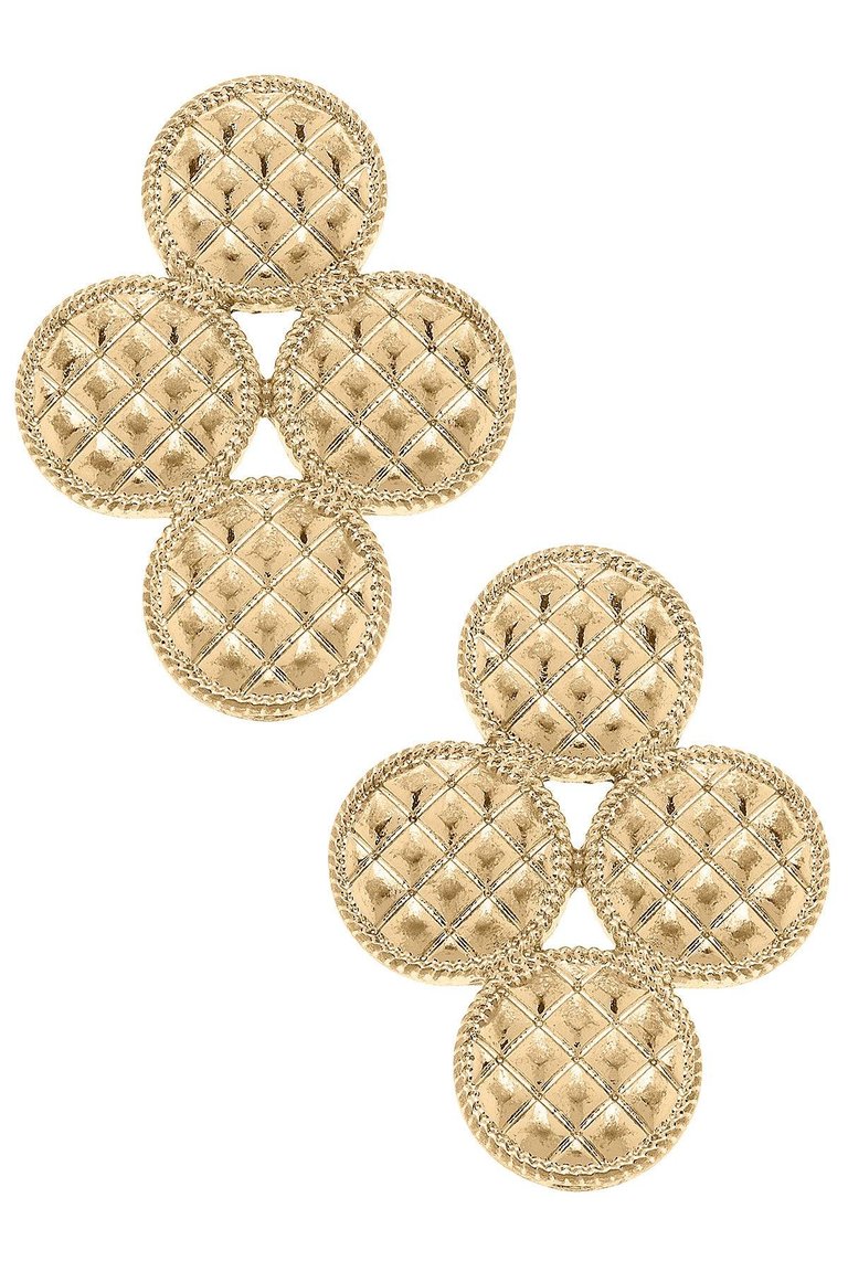 Frasier Quilted Metal Disc Chandelier Earrings - Worn Gold