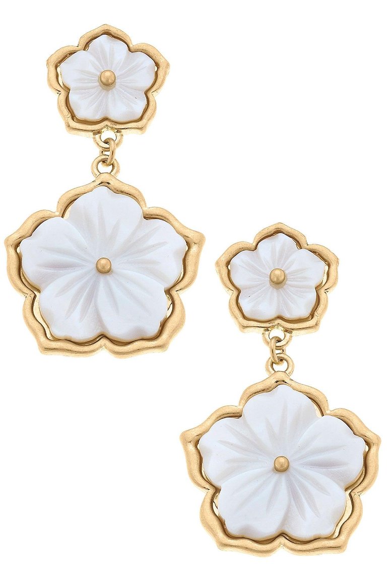 Gabriela Flower Stud Drop Earrings - Mother Of Pearl