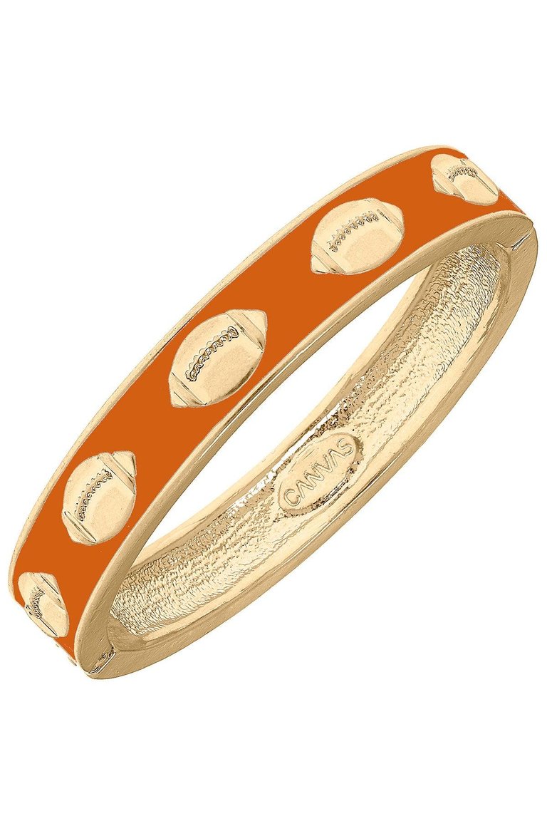 Game Day Enamel Football Hinge Bangle In Burnt Orange - Burnt Orange