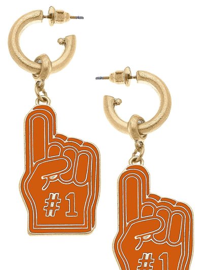 Canvas Style Game Day Foam Finger Enamel Earrings In Burnt Orange product