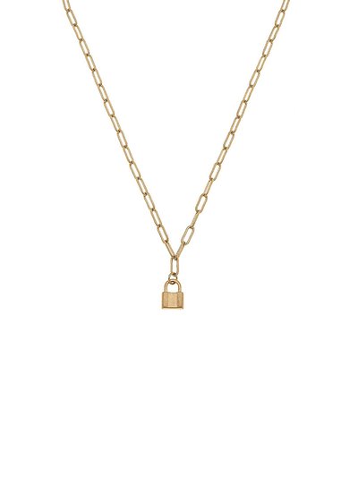 Canvas Style Genesis Mini Padlock Charm Necklace in Worn Gold product