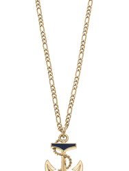 Georgia Anchor Pendant Necklace - Worn Gold