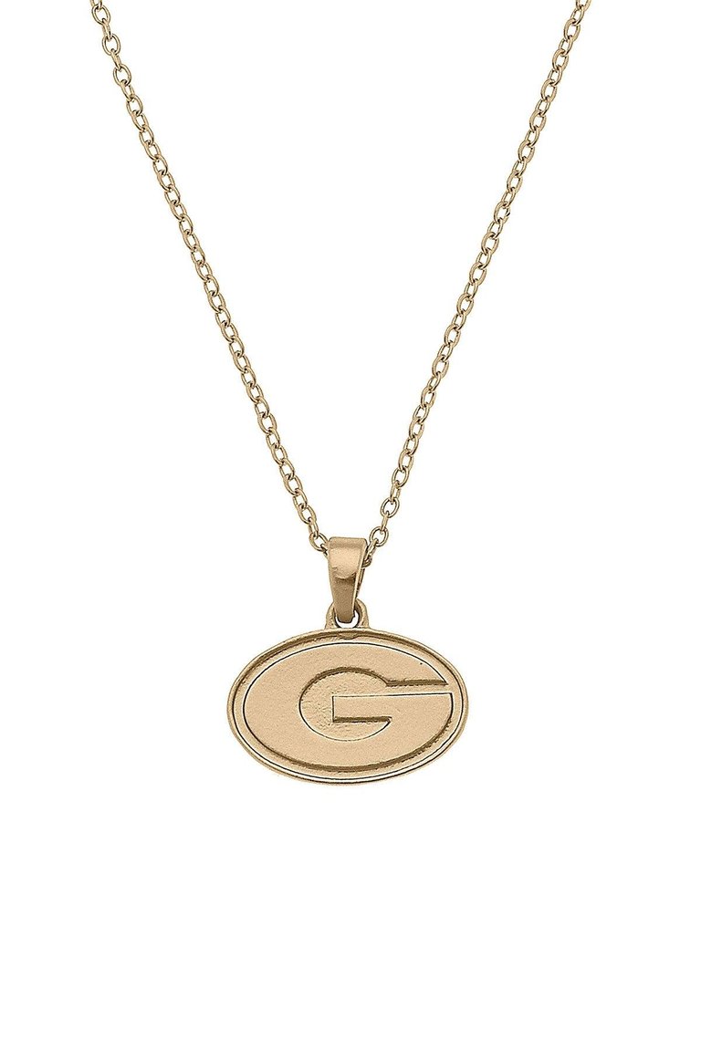 Georgia Bulldogs 24K Gold Plated Pendant Necklace - Gold