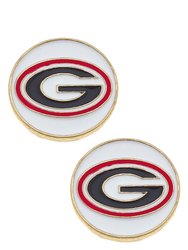 Georgia Bulldogs Enamel Disc Stud Earrings - White