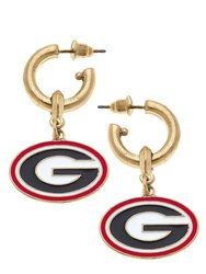 Georgia Bulldogs Enamel Drop Hoop Earrings - Black And Red