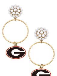 Georgia Bulldogs Pearl Cluster Enamel Hoop Earrings - Black And Red