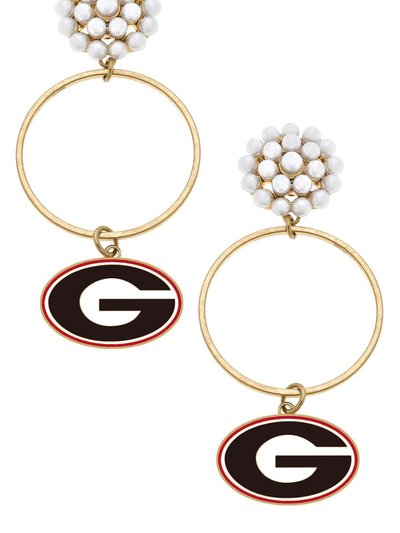 Canvas Style Georgia Bulldogs Pearl Cluster Enamel Hoop Earrings product